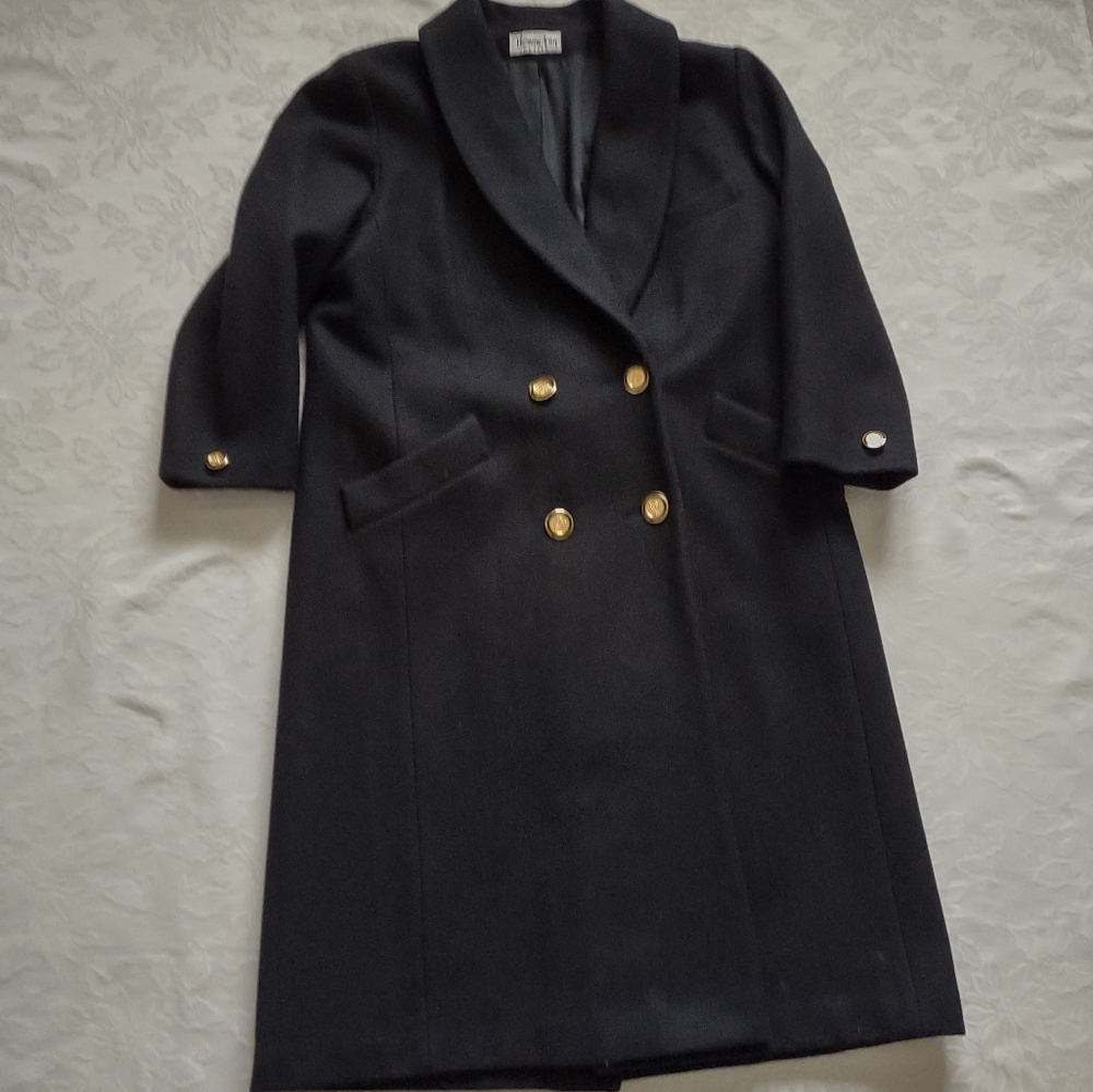 Vintage wool blend double breasted coat golden buttons